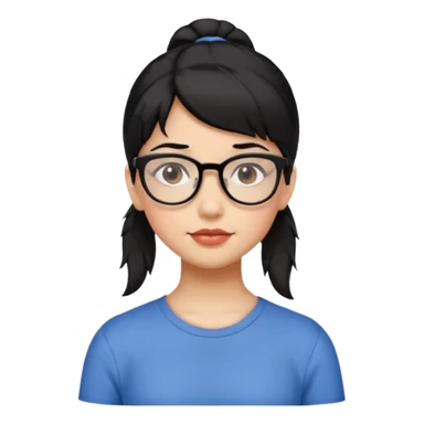 Ragazza con i capelli corti neri con una mezza coda con gli occhiali e gli occhi marroni sticker