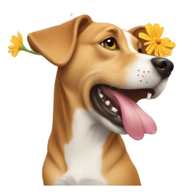 dog eating flower sticker