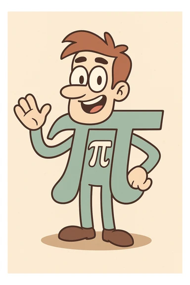 pi symbol (π), flat toon style, outlined and modern sticker
