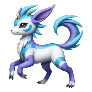 Colorful Skilled Adept Graceful Asian Painted Garurumon-Meloetta-Absol-Suicune-Cobalion-fusion-hybrid-creature (full body) sticker