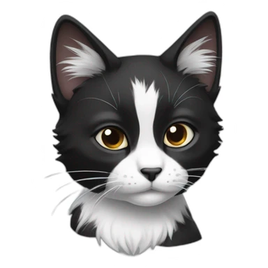 furry black and white cat sticker