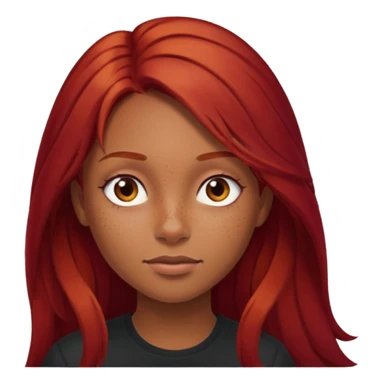 Girl with light brown skin and dark long red hair sticker