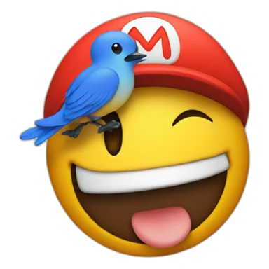 Smiley with a Mario cap and a bird sticker