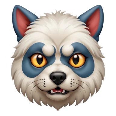 tattooed scary looking dog with heavy face tattoes, white dog sticker