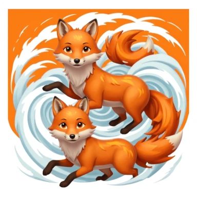 Foxes in tornado with wolfs and girls sticker