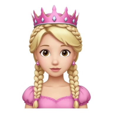 Blonde Princess with braided hair and pink crown. sticker