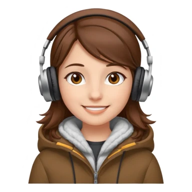 Я хочу дівчину з світлою шкірою корисним волоссям коричне вими очима і з навушниками і в теплому одязі sticker