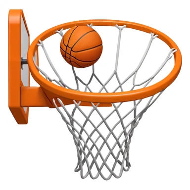 A close-up of a basketball hoop with the ball swishing through the net, captured mid-air. The background emphasizes the tension and excitement of the moment, with the rim and net in sharp focus, showcasing the precision and skill of the sport. sticker