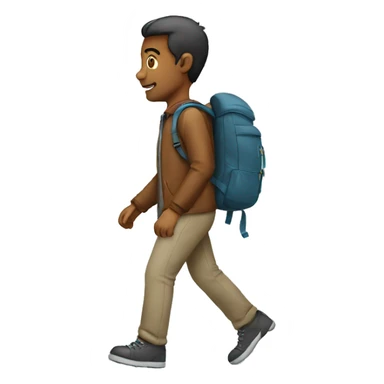 man walking with backpack sticker