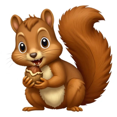 Long toothed squirrel swallows acorn, panicked sticker
