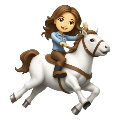 girl with white knee high boots and brown hair riding mechanical bull  sticker