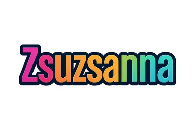 The name Zsuzsanna in a modern, colorful gradient font with a dark outline, transparent background, styled like the sample images. sticker