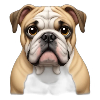 English bulldog with arm around a pug sticker