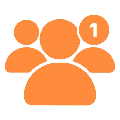 Remove the borders and add a small social detail like a notification icon or social symbol to the follower silhouette, keeping the orange color #fe6601 and transparent background. sticker