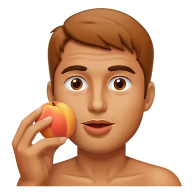 Man eating peach sticker