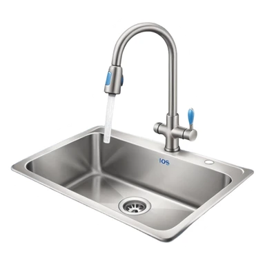 “Flat icon-style emoji of a kitchen sink and faucet, light gray and blue colors, simple clean vector look” sticker