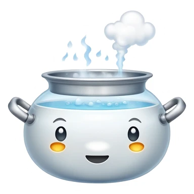 pot with boiling water and steam rising sticker
