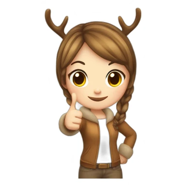 chibi-deer-antlers girl thumbs-up sticker