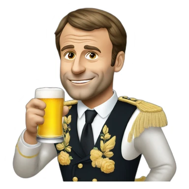 Emmanuel Macron drinking beer sticker