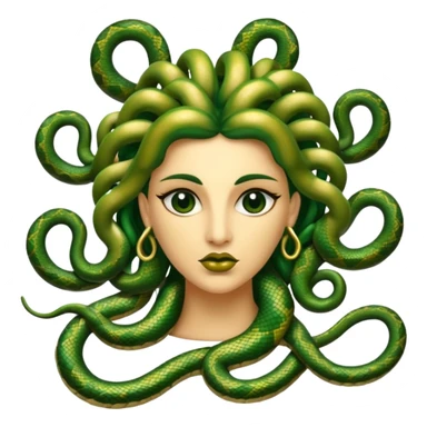 The Sicilian Medusa in gold and green and make the snake hair have snake faces  sticker