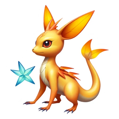 Colorful Shiny Exotic Victini-Salandit-Aurorus-Fakémon-hybrid-creature (full body)  sticker