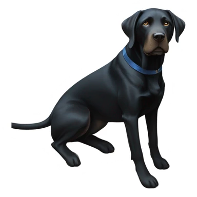 black lab next to a blue doberman sticker