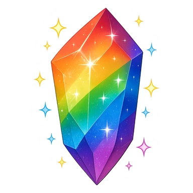 gay pride emoji, rainbow crystal, sparkling and colorful, no background sticker