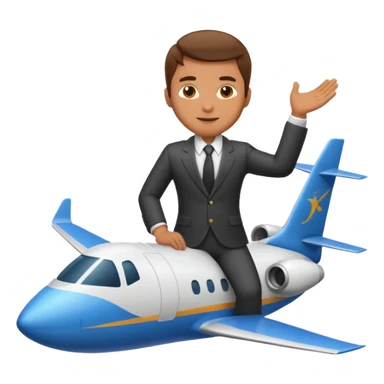 Suit man riding a jet plane sticker