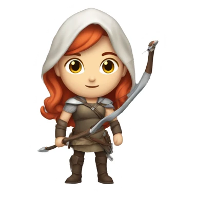 RPG, skin light, red hair, woman, archer sticker