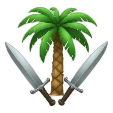 palm tree in middle with two swords partale to each other move up sticker