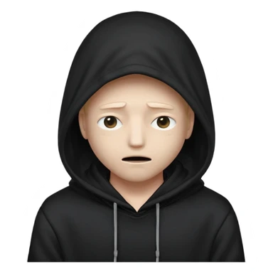 A mysterious character in a black hoodie, with the hood completely hiding their face in darkness—no eyes, no mouth visible. The overall atmosphere is dark and enigmatic, with a soft light from behind.
 sticker