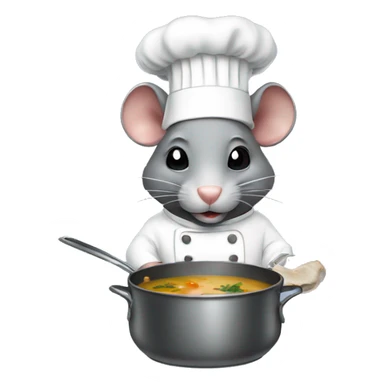 a rat wearing a chefs hat cooking soup sticker