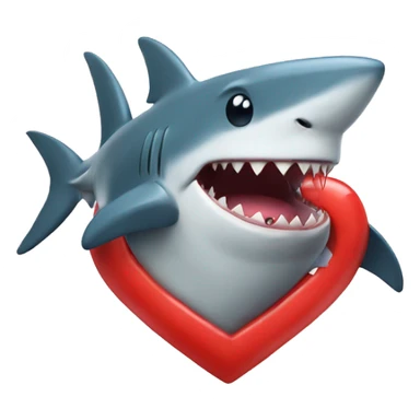shark hugging a heart sticker