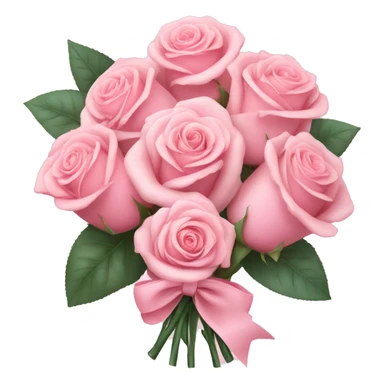 Pastel Pink roses bouquet with bow sticker