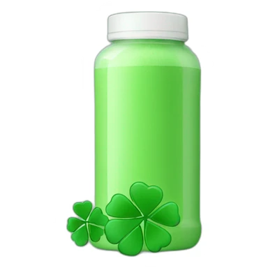 Green Protein Powder Jar with lucky clover happy sticker