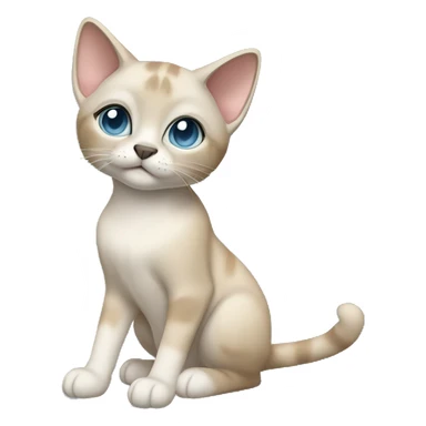 Thai breed adult cat with a light cream-brown body, dark gray nose and face, ears, and paws. sharp ears, and striking light blue eyes  sticker