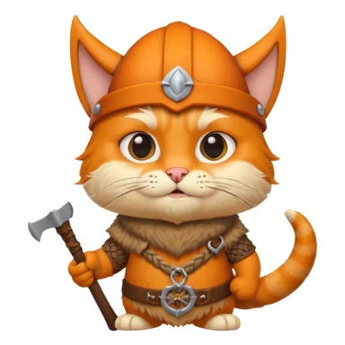 Viking Cat in viking hat holding tiny axe sticker