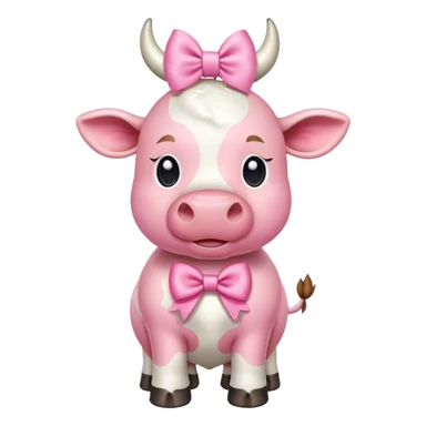 pink cow with white bow sticker