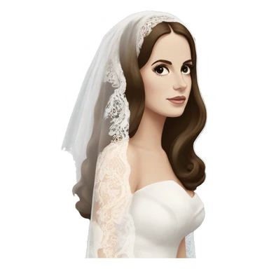 Lana Del Rey wearing a white lace veil sticker