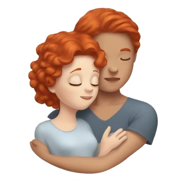 Red hair white lady cuddling son  sticker