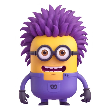 purple minion with crazy hair sticker