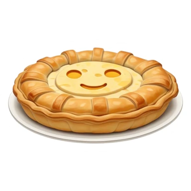 Burek sa Sirom Cinematic Realistic Burek sa Sirom Dish Emoji, depicted as a flat, flaky pastry filled with cheese, rendered with crisp textures and warm, inviting lighting. sticker