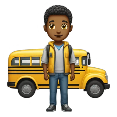 school bus boy sticker