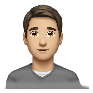 young white man dark brown straight hair brown eyes sticker