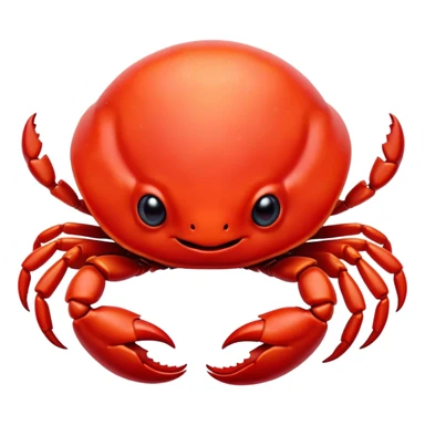 Cinematic Cute Red Crab Portrait Emoji, Head tilted playfully and inquisitively, featuring a compact, vibrant scarlet carapace with adorably small, expressive eyes and gentle, rounded pincers, Simplified yet irresistibly adorable features, highly detailed, glowing with a warm, friendly oceanic glow, high shine, affectionate and lively, stylized with a touch of seaside whimsy, soft glowing outline, capturing the essence of a mischievous yet loving red crab that seems as if it could pinch its way out of the screen into your arms! sticker