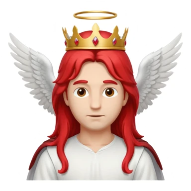 long hair angel with a red crown on his head, 4 wings sticker