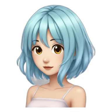 Anime girl brown eyes-pastel blue hair-mini dress sticker