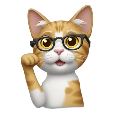 cat with nerd glasses and finger pointed up sticker