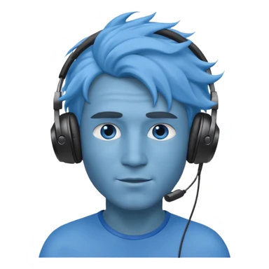 blue wind haired man with headphone sticker