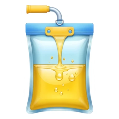 drainage bag with very light yellow luquid sticker